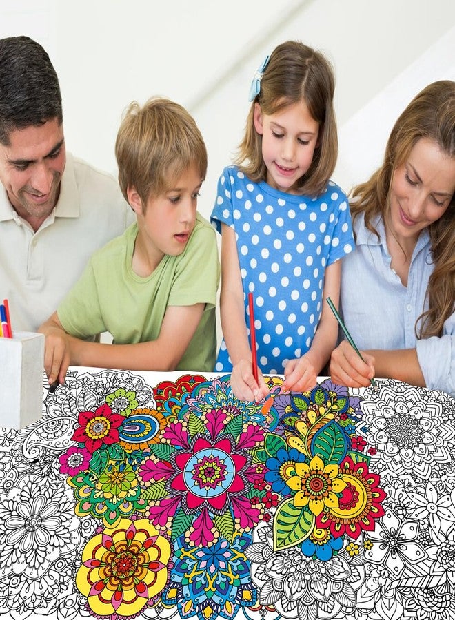 Leezead Mandala Giant Coloring Poster, 55.1 x 23.6 Inches Large Mandala Themed Coloring Poster&Table Cover Party Drawing Paper Tablecloth for Home Classroom Party Supplies Decorations - Image 2
